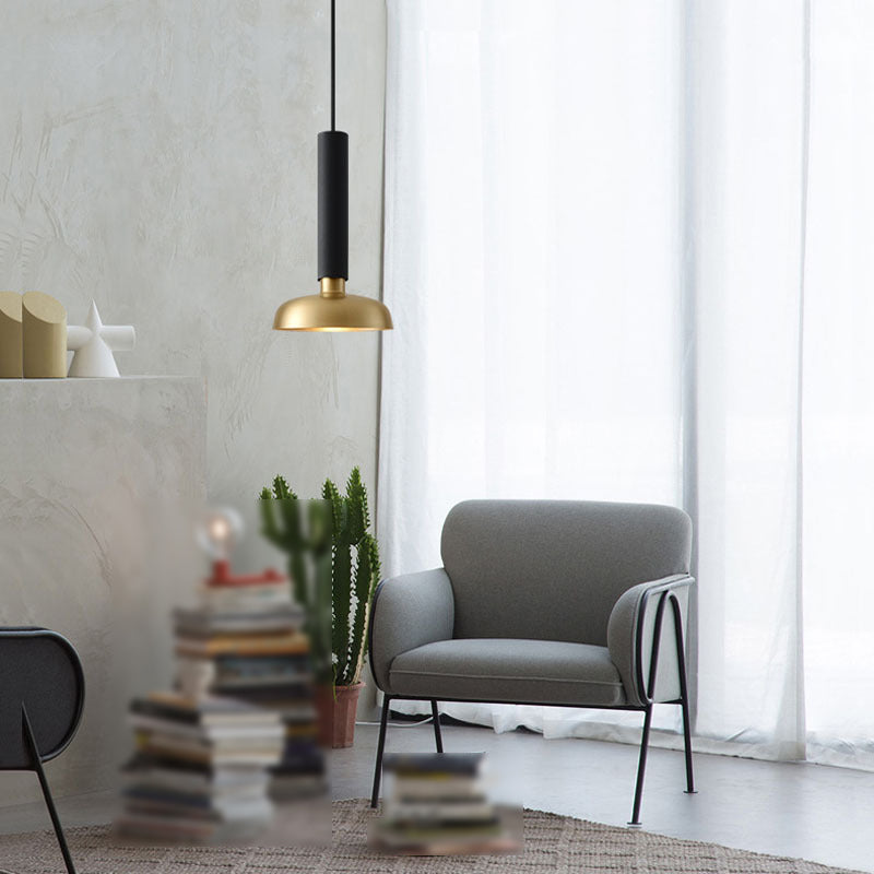 1 Light Pot Cover Hanging Pendant Postmodern Style Metal Hanging Lighting for Living Room