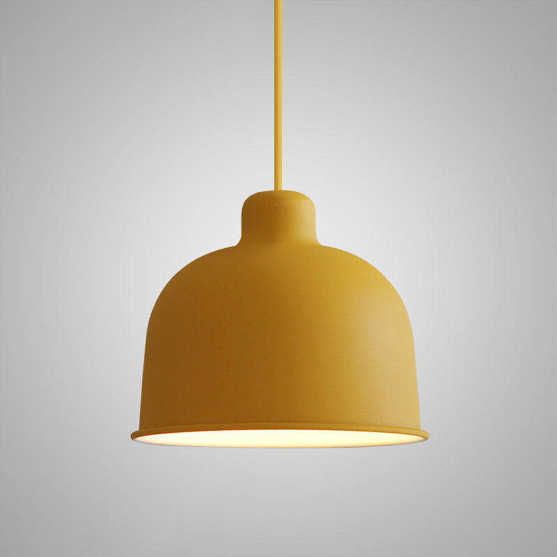 1 Light Bowl Hanging Pendant Modern Macaron Style Metal Hanging Lighting for Dining Room