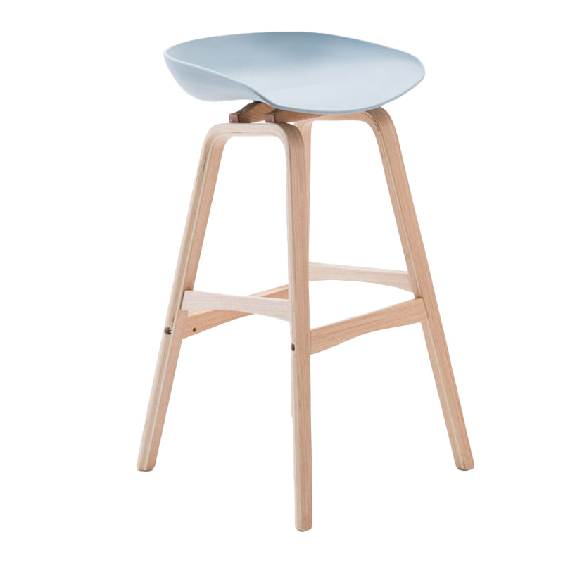Scandinavia Style Bar-stool Wooden Legs PP Seat for Restaurant Bar