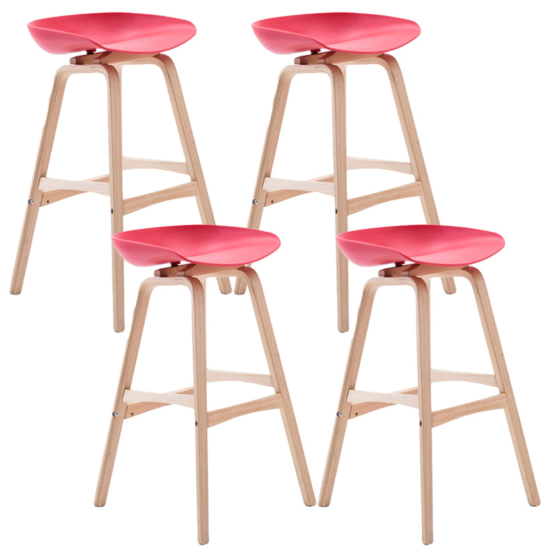 Scandinavia Style Bar-stool Wooden Legs PP Seat for Restaurant Bar