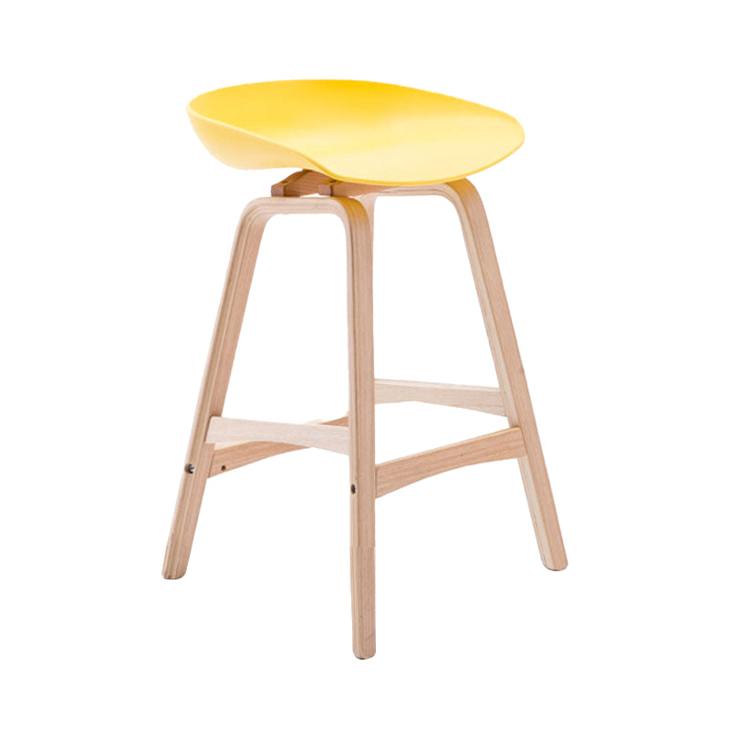 Scandinavia Style Bar-stool Wooden Legs PP Seat for Restaurant Bar