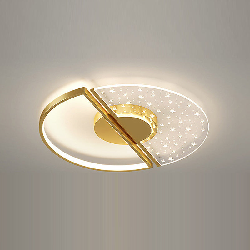 Nordic-Style Circle Ceiling Light Fixture Metal LED Bedroom Ceiling Mounted Light Fixture