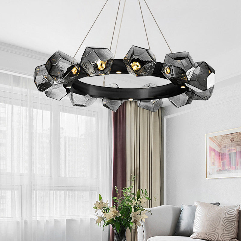Postmodern Style Chandelier Multi Head Hanging Light with Glass Shade for Dining Room