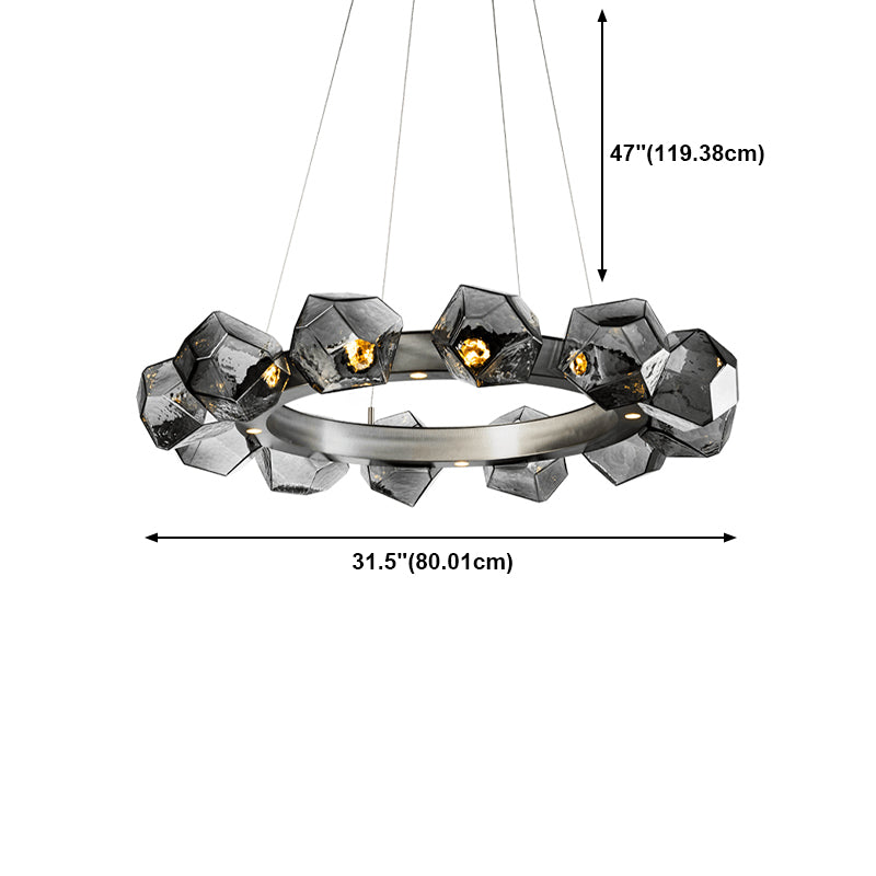 Postmodern Style Chandelier Multi Head Hanging Light with Glass Shade for Dining Room