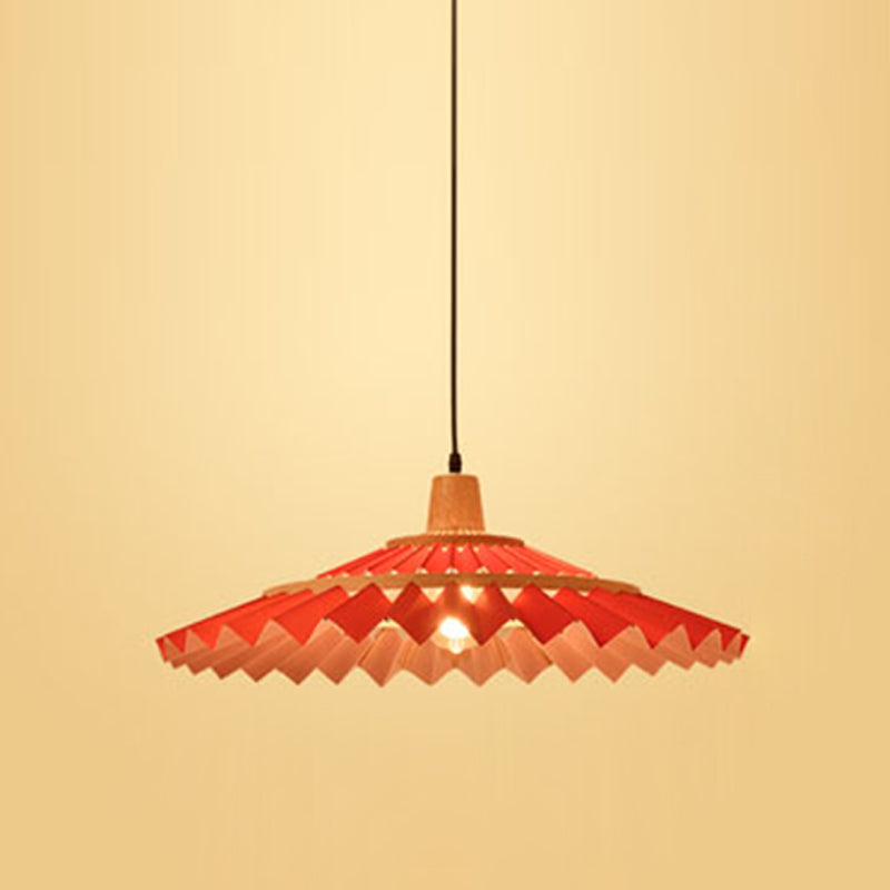 Umbrella Shaped Suspension Lamp Bamboo 1-Light Tea Room Hanging Light Fixture