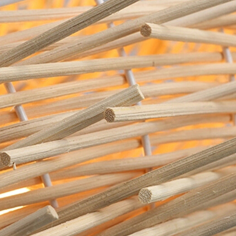 Lampada a sospensione in bambù a forma di nido asiatico 1 sospensione testa la spia per sala da pranzo