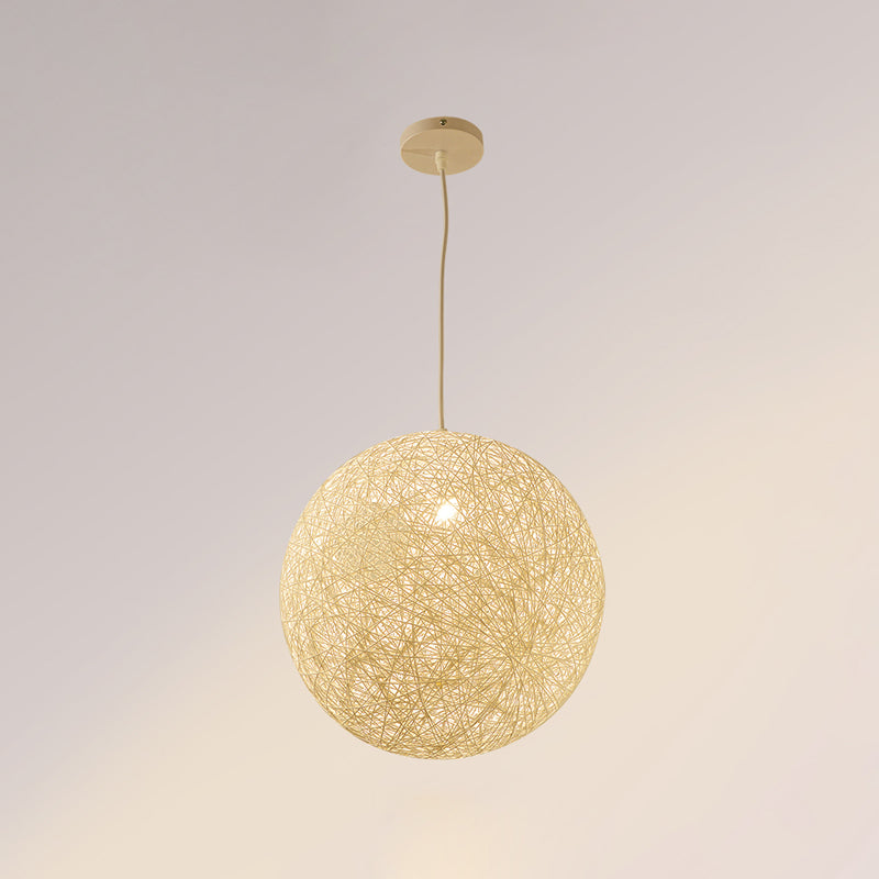 Rattan bol hangende lamp armatuur artistieke 1-licht suspensie hanger voor woonkamer