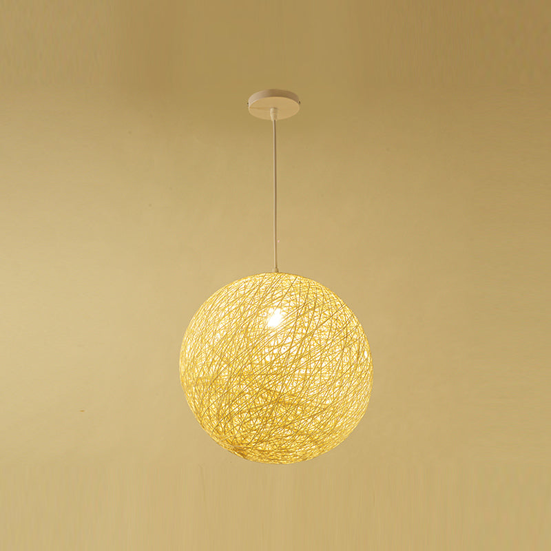 Rattan bol hangende lamp armatuur artistieke 1-licht suspensie hanger voor woonkamer