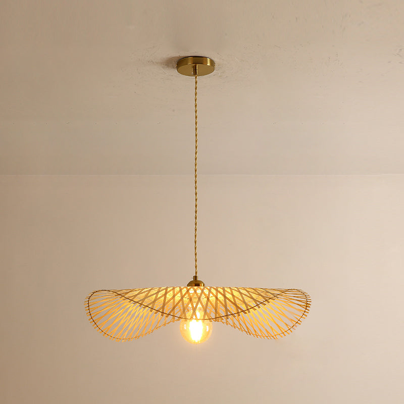 Lotus bladvormige hanglamp bamboe 1 kop hangende lamp armatuur voor theekamer