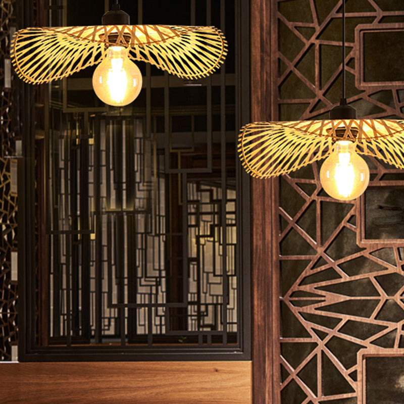 Lotus bladvormige hanglamp bamboe 1 kop hangende lamp armatuur voor theekamer
