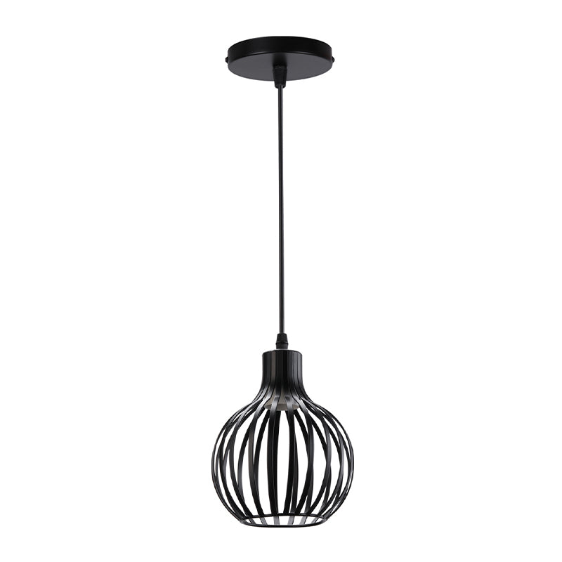 Spherical Hanging Lamp Retro Metal Dining Room Caged Pendant Light