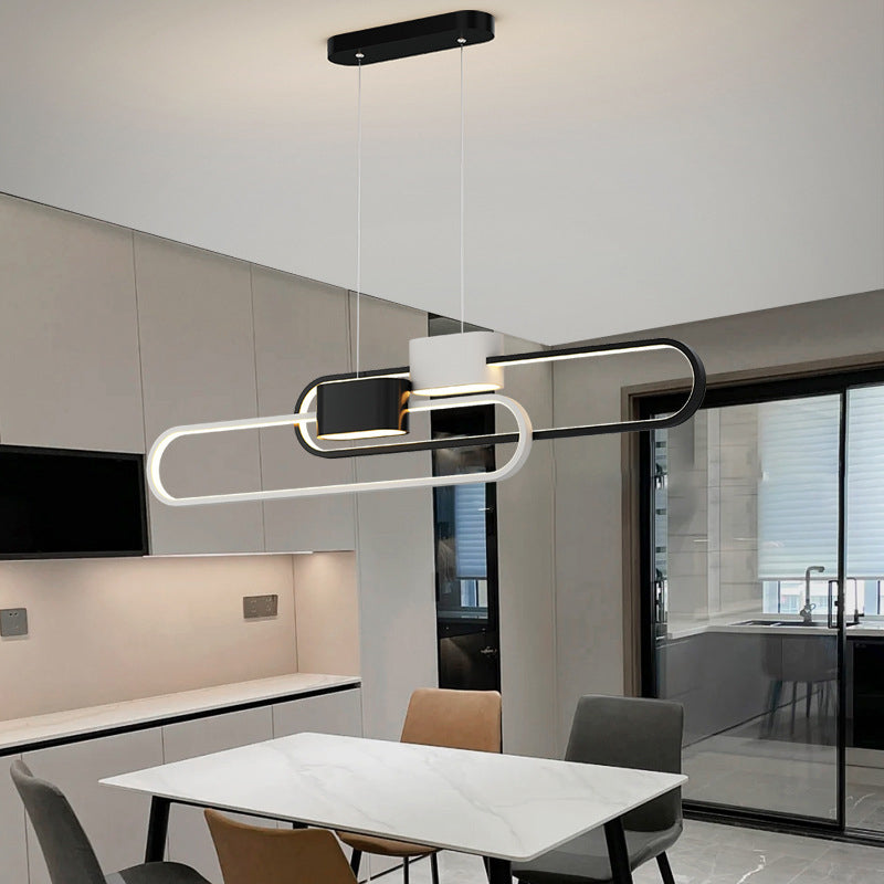 LED Esszimmer Island Lampen Einfachheit Oval Metall Anhänger Leuchte