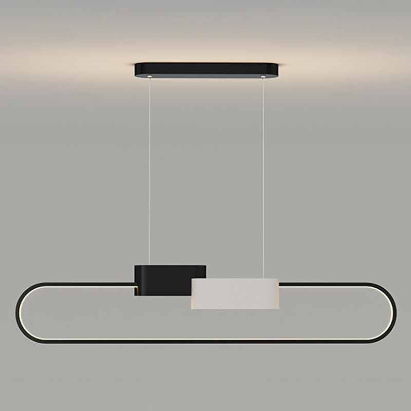 LED Dining Room Island Lamp Simplicity Oval Metal Pendant Light Fixture