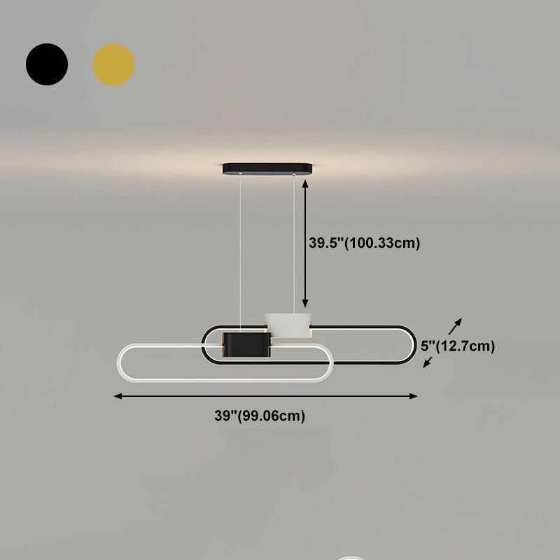 LED Dining Room Island Lamp Simplicity Oval Metal Pendant Light Fixture