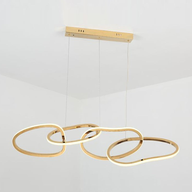 Postmodern Metal Chandelier Multi Light Linear Hanging Light for Dining Room