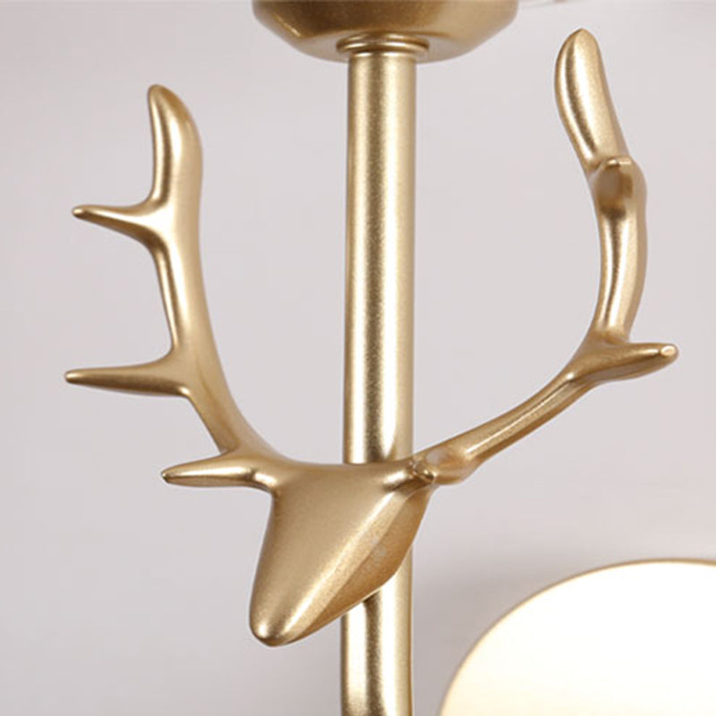 Nordic Style Crystal Wall Light Geometric Wall Sconce with Antler for Bedroom
