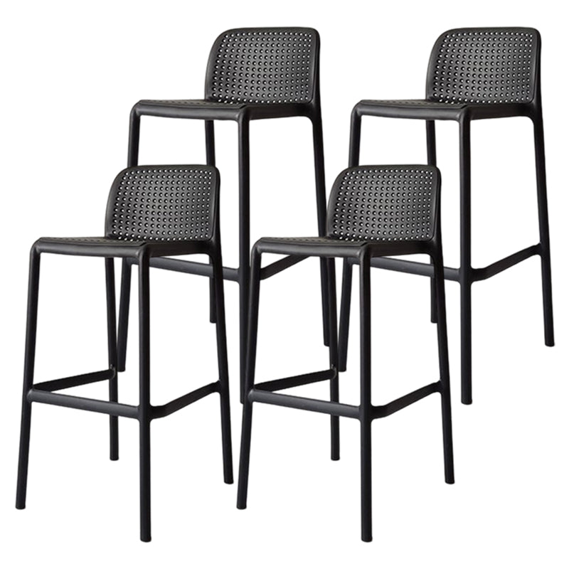Taburete de bar moderno, taburete de bar sin brazos de plástico con reposapiés y respaldo