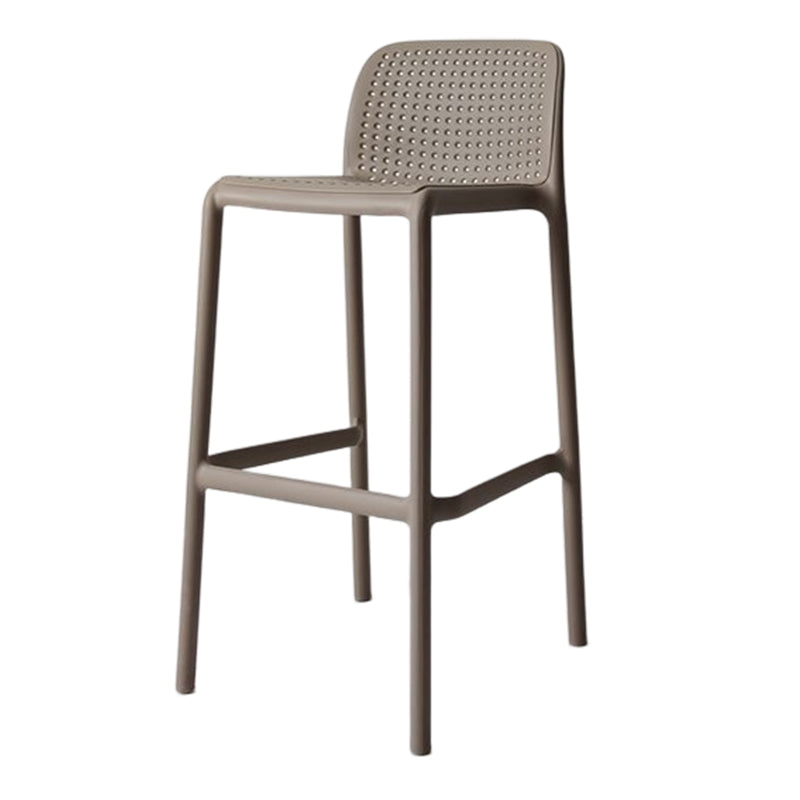 Taburete de bar moderno, taburete de bar sin brazos de plástico con reposapiés y respaldo