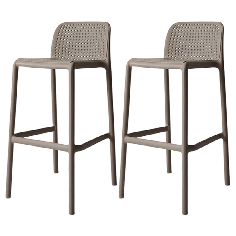 Taburete de bar moderno, taburete de bar sin brazos de plástico con reposapiés y respaldo