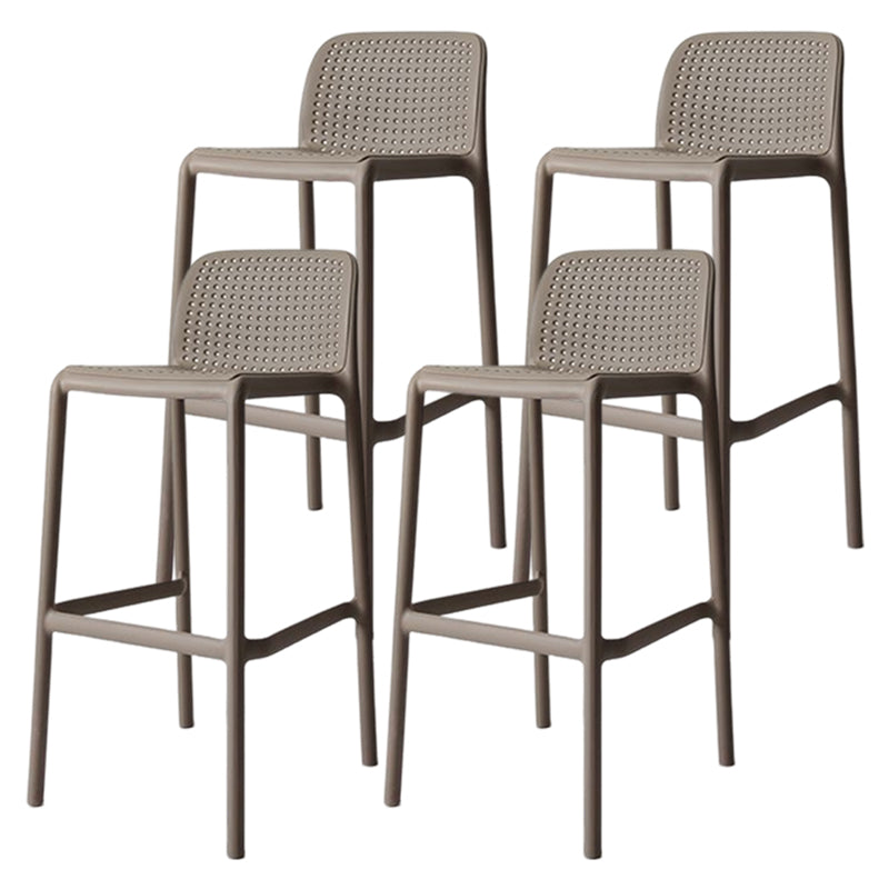 Taburete de bar moderno, taburete de bar sin brazos de plástico con reposapiés y respaldo
