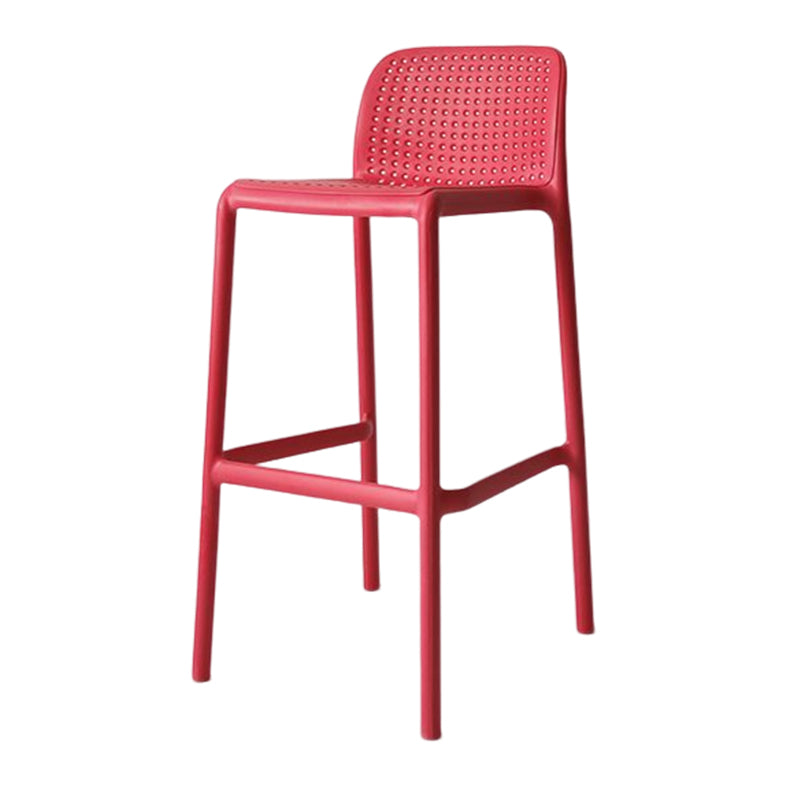 Taburete de bar moderno, taburete de bar sin brazos de plástico con reposapiés y respaldo