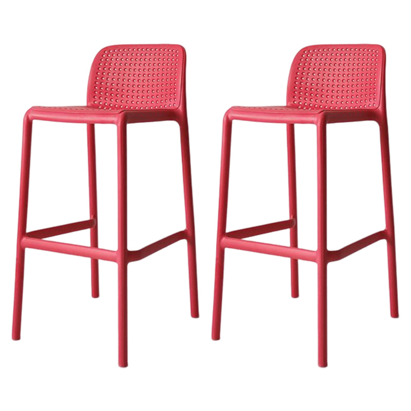 Taburete de bar moderno, taburete de bar sin brazos de plástico con reposapiés y respaldo