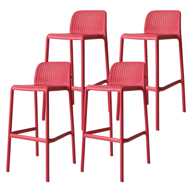 Taburete de bar moderno, taburete de bar sin brazos de plástico con reposapiés y respaldo