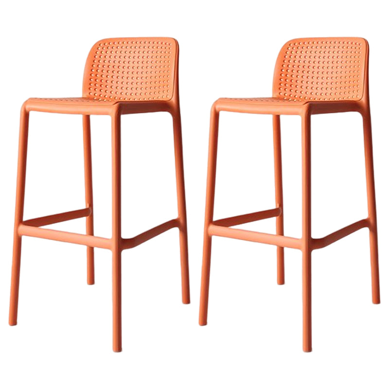 Taburete de bar moderno, taburete de bar sin brazos de plástico con reposapiés y respaldo