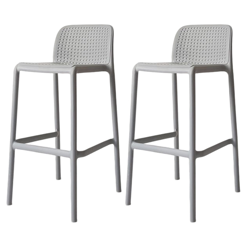 Taburete de bar moderno, taburete de bar sin brazos de plástico con reposapiés y respaldo