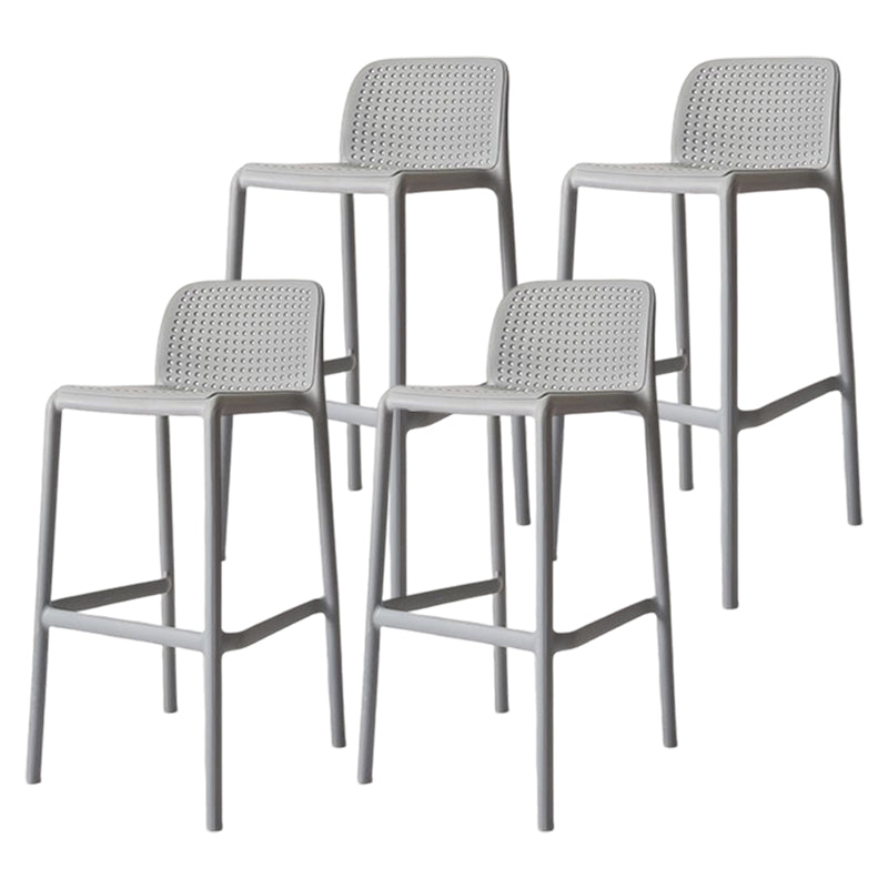 Taburete de bar moderno, taburete de bar sin brazos de plástico con reposapiés y respaldo