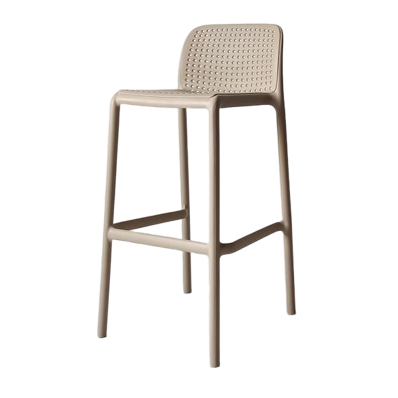 Taburete de bar moderno, taburete de bar sin brazos de plástico con reposapiés y respaldo