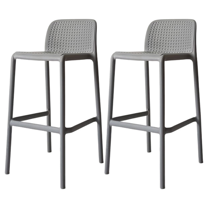 Taburete de bar moderno, taburete de bar sin brazos de plástico con reposapiés y respaldo