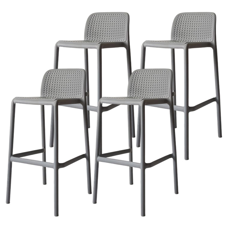 Taburete de bar moderno, taburete de bar sin brazos de plástico con reposapiés y respaldo