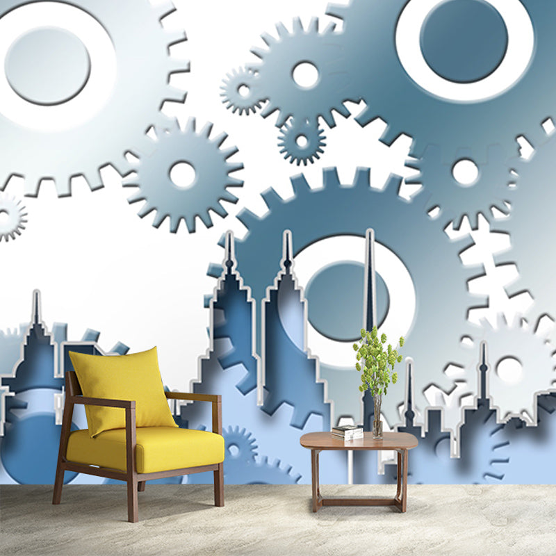 Illustration Stain Resistant Mural Wallpaper Metal Gear Indoor Wall Mural