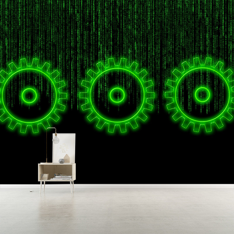 Illustration Stain Resistant Mural Wallpaper Metal Gear Indoor Wall Mural