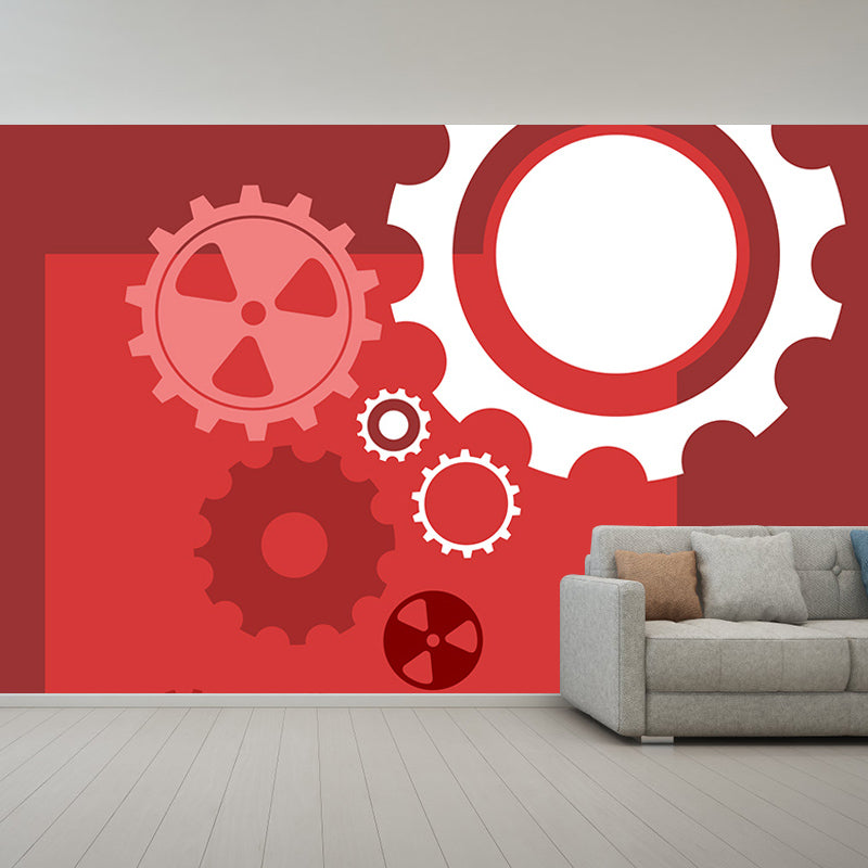 Modern Style Mural Wallpaper Metal Gear Illustration Indoor Wall Mural