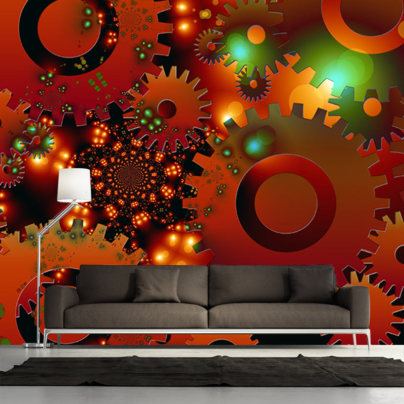 Modern Style Mural Wallpaper Metal Gear Illustration Indoor Wall Mural