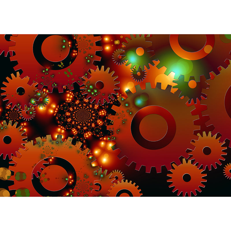 Modern Style Mural Wallpaper Metal Gear Illustration Indoor Wall Mural