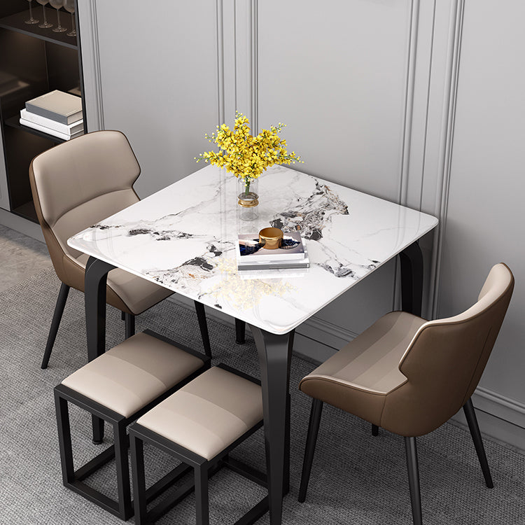 4-foot Stone Dinning Table Industrial Style Square Furniture for Indoor