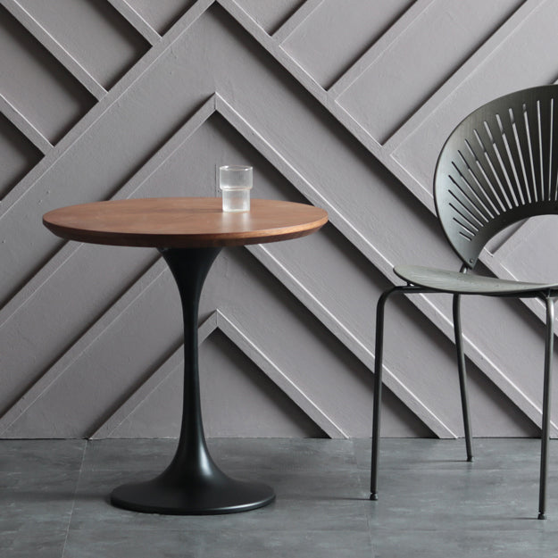 Pedestal redondo Mesa de comedor informal Mesa fija con madera maciza