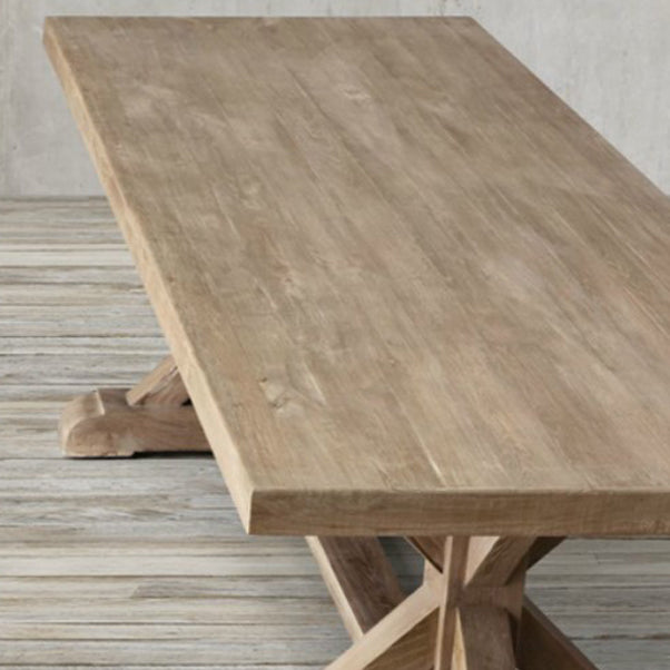 Modern Pine Wooden Table for Restaurant Rectangle Dining Table with Trestle Base