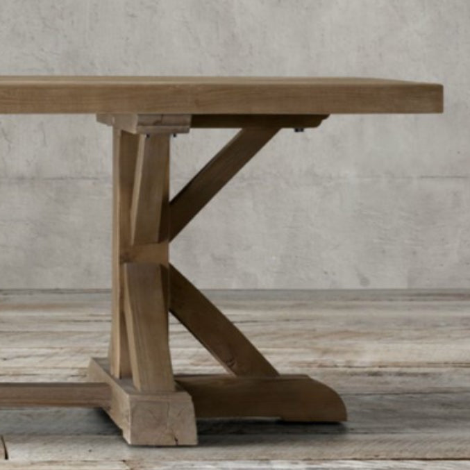 Modern Pine Wooden Table for Restaurant Rectangle Dining Table with Trestle Base