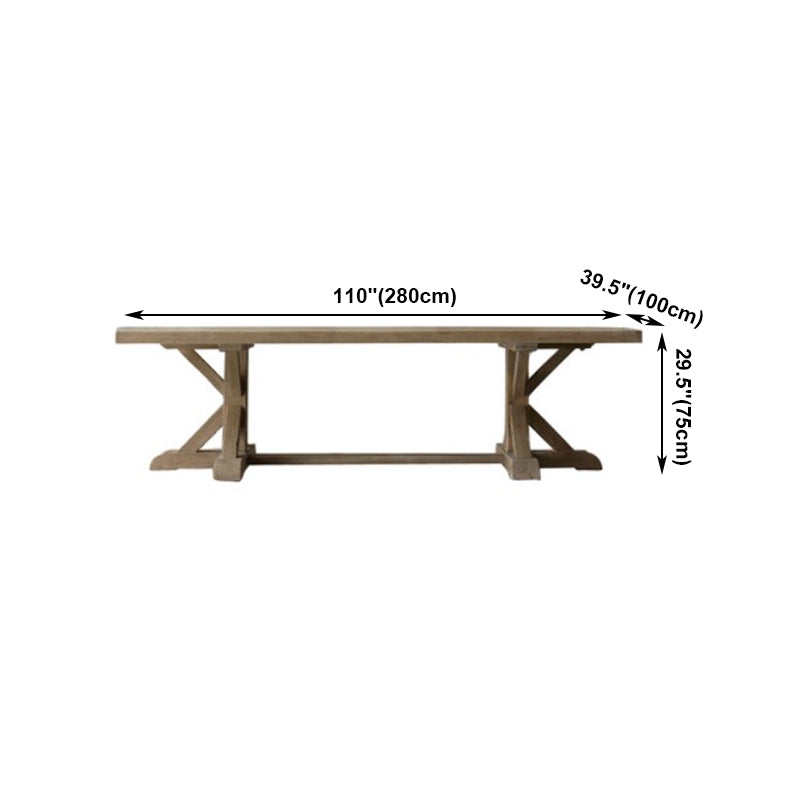 Modern Pine Wooden Table for Restaurant Rectangle Dining Table with Trestle Base