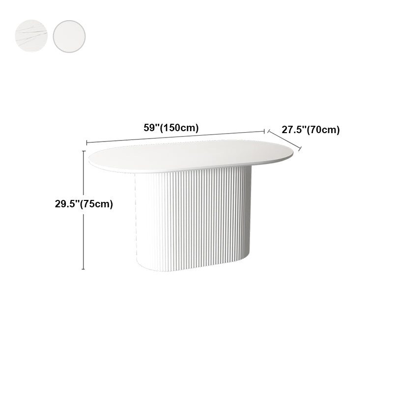 Mesa de comedor ovalado contemporánea de la base de madera sólida con base de pedestal