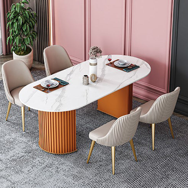 Oval Stone Dining Room Collection Traditional Luxury Home Furniture for Indoor