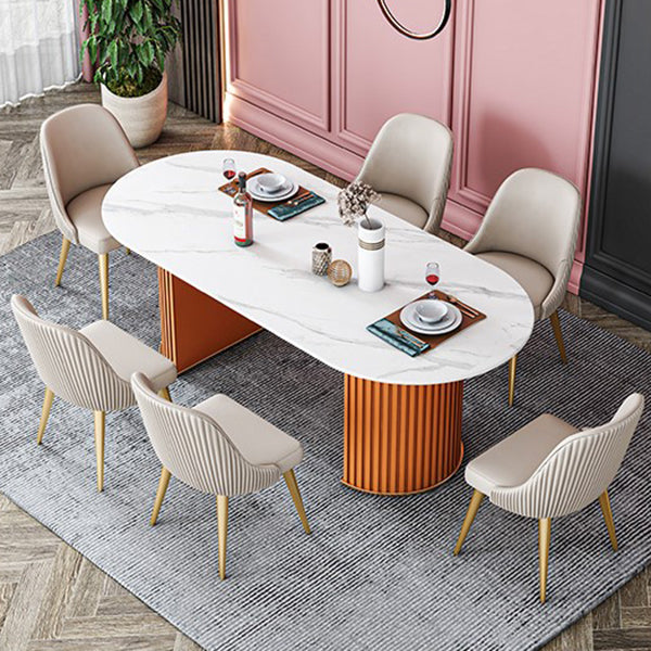 Oval Stone Dining Room Collection Traditional Luxury Home Furniture for Indoor