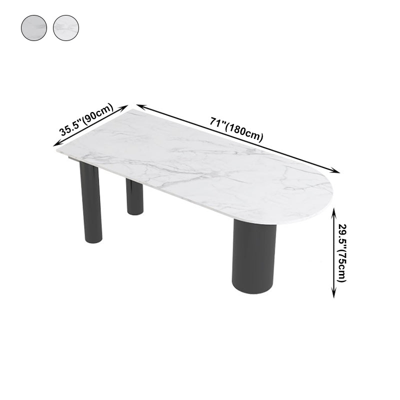 Metal Contemporary Free Form Dining Table Sintered Stone Table with Black Legs