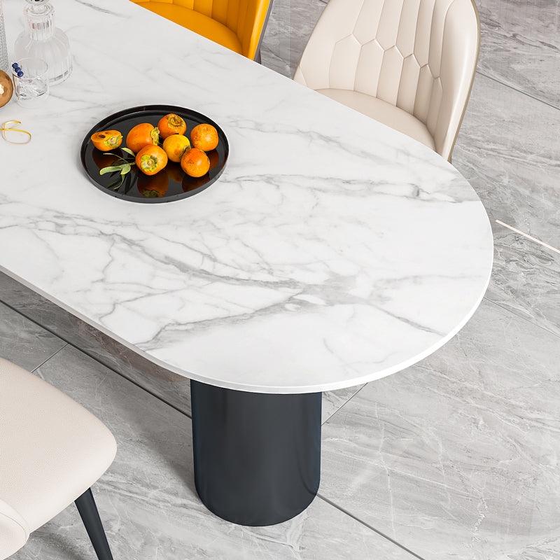 Mesa de comedor Simplicity de 3 patas en tono blanco de piedra sinterizada para comedor