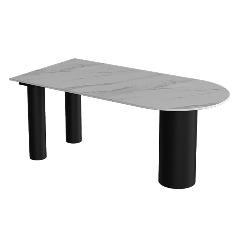 Modern Style Dining Table Sintered Stone Dining Table with Black Frame for Kitchen