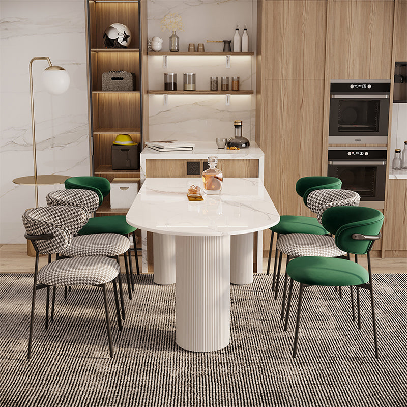 Mesa blanca interior moderna para restaurante Top Table de comedor de piedra sinterizada